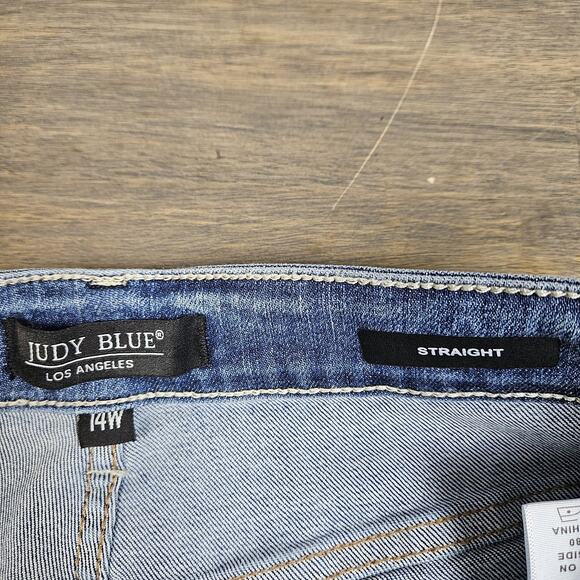 Judy Blue Women's High Rise Tummy Control Solid Five Pocket Straight Jeans 14w - Picture 3 of 7